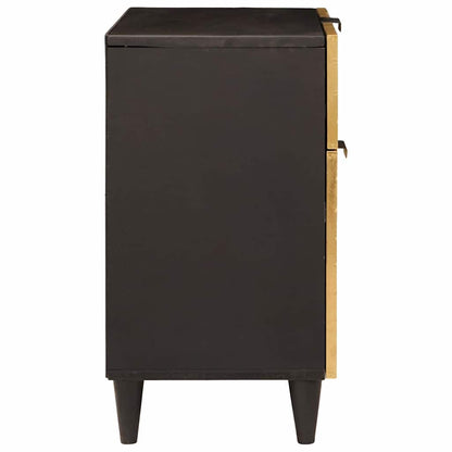Comodino Nero e Oro 50 x 33 x 60 cm legno massello di mango