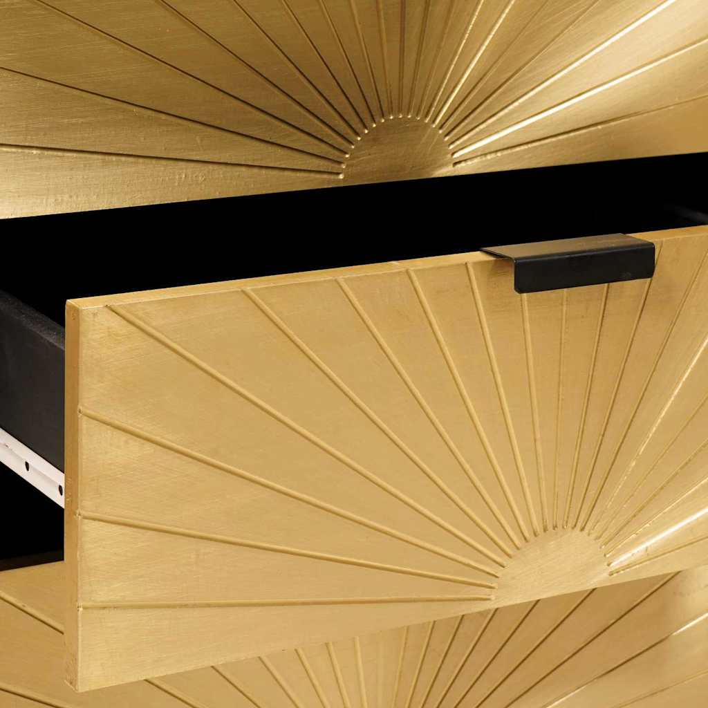 Comodino con cassetto Nero e Oro 50 x 33 x 60 cm - homemem39