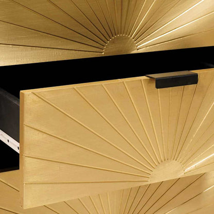 Comodino con cassetto Nero e Oro 50 x 33 x 60 cm - homemem39