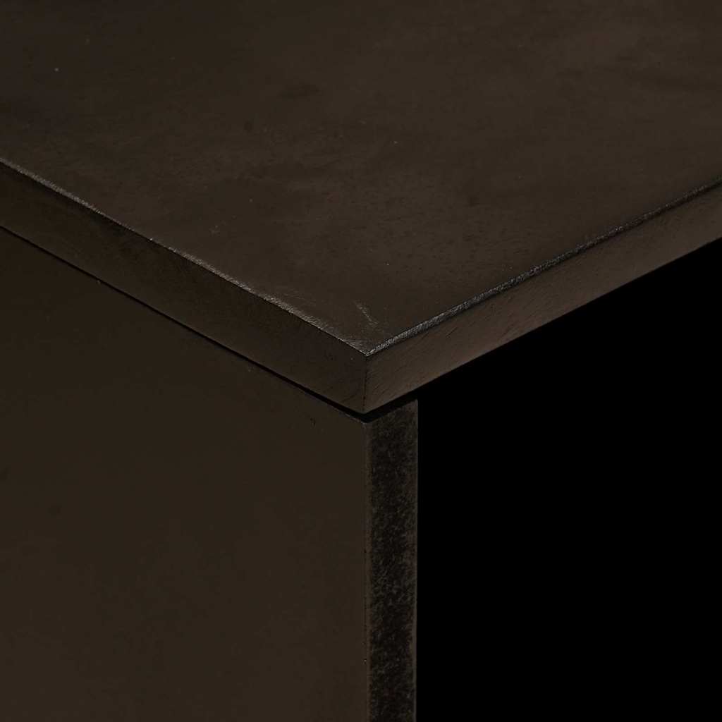 Comodino Nero e Oro 50 x 33 x 60 cm legno massello di mango