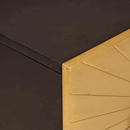 Comodino Nero e Oro 50 x 33 x 60 cm legno massello di mango
