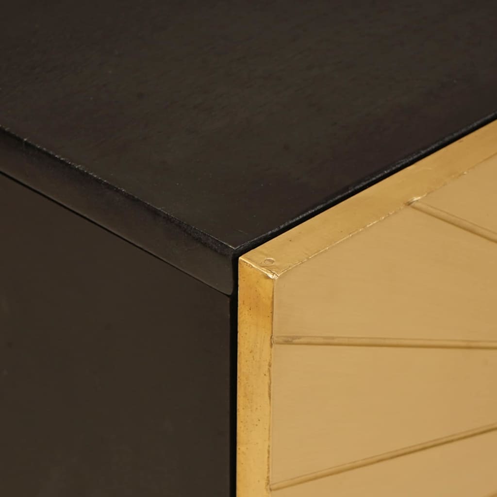 Mobile TV Nero e Oro 105 x 33 x 46 cm legno massello di mango