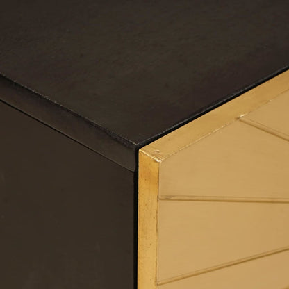 Mobile TV Nero e Oro 105 x 33 x 46 cm legno massello di mango