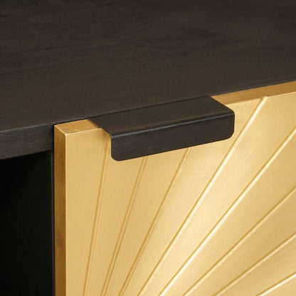 Mobile TV Nero e Oro 105 x 33 x 46 cm legno massello di mango