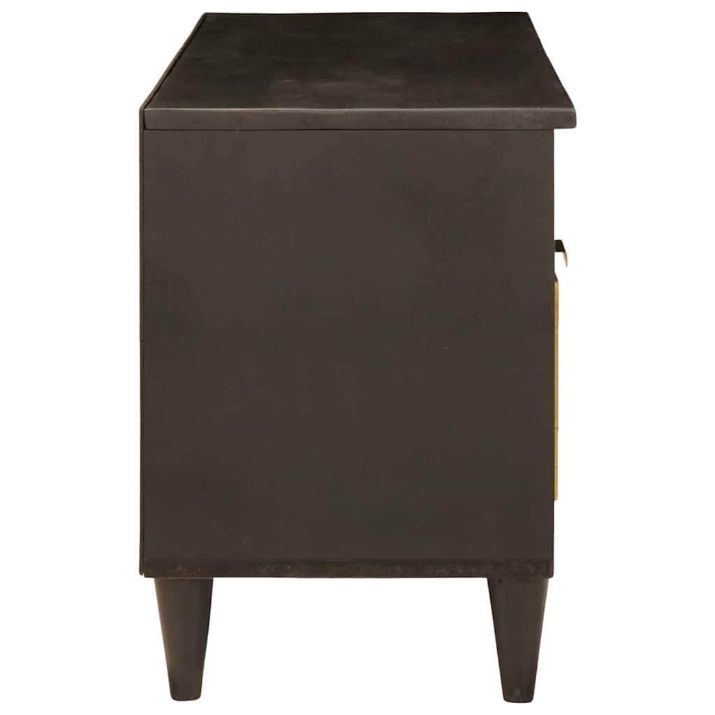 Mobile TV Nero e Oro 100 x 33 x 46 cm legno massello di mango