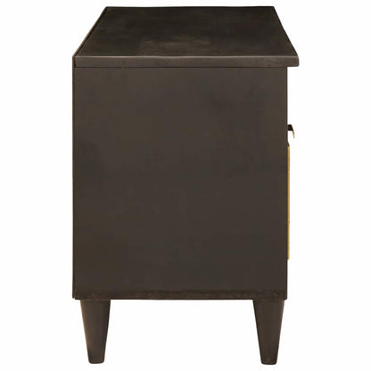 Mobile TV Nero e Oro 100 x 33 x 46 cm legno massello di mango