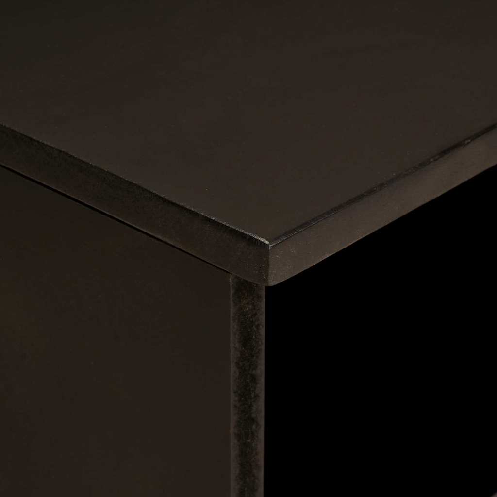 Mobile TV Nero e Oro 80 x 33 x 46 cm legno massello di mango