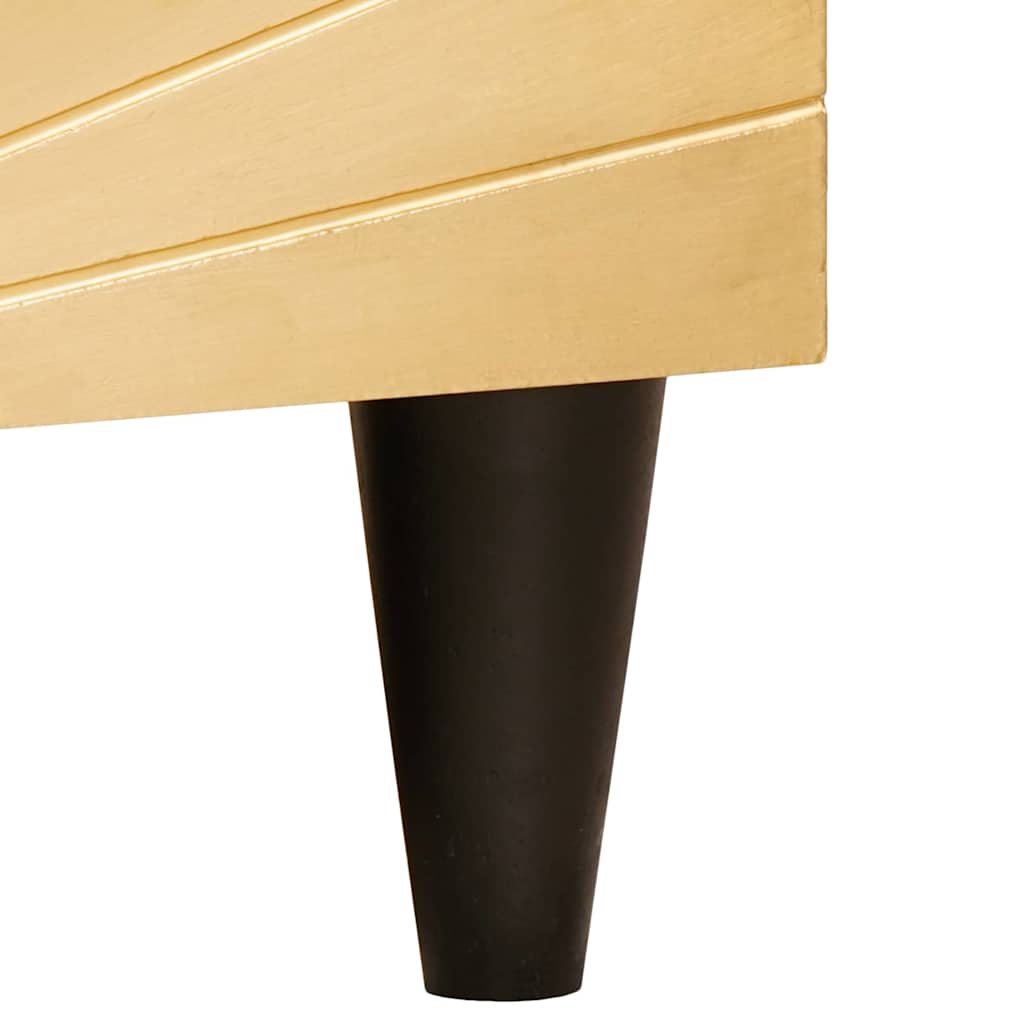 Mobile TV Nero e Oro 80 x 33 x 46 cm legno massello di mango