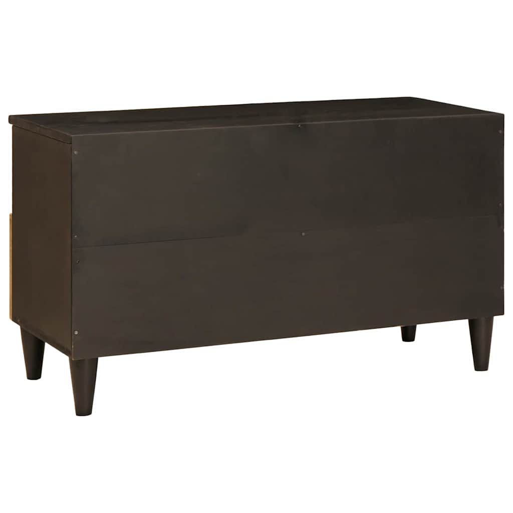 Mobile TV Nero e Oro 80 x 33 x 46 cm legno massello di mango