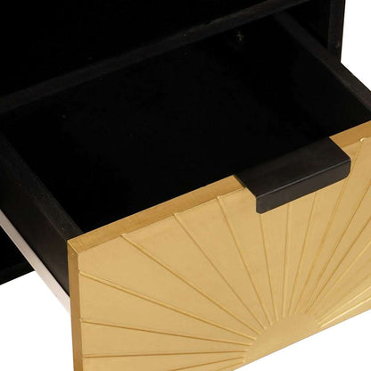 Mobile TV Nero e Oro 100 x 33 x 46 cm legno massello di mango