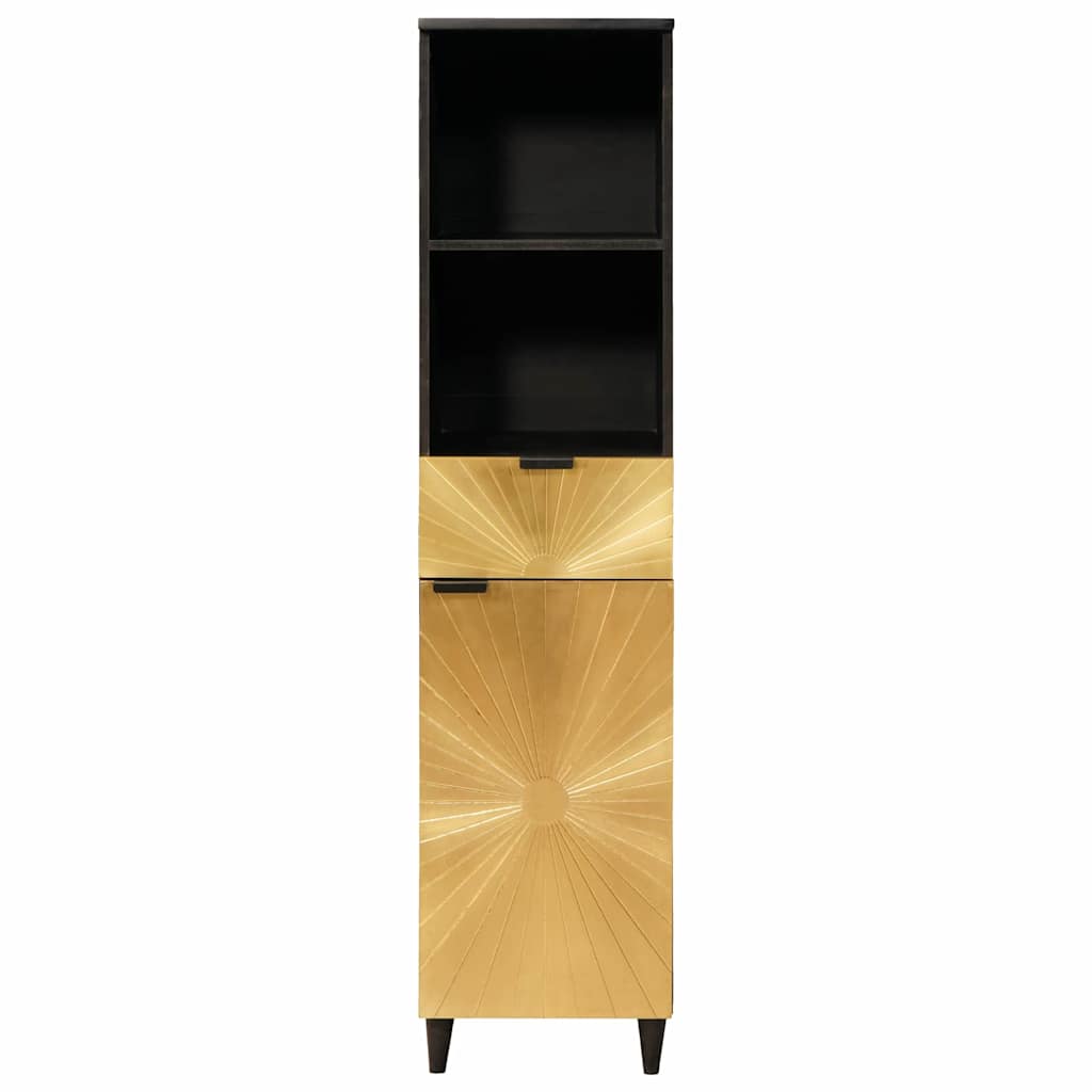Mobile da Bagno con cassetto Nero e Oro 38 x 33 x 160 cm | homemem39