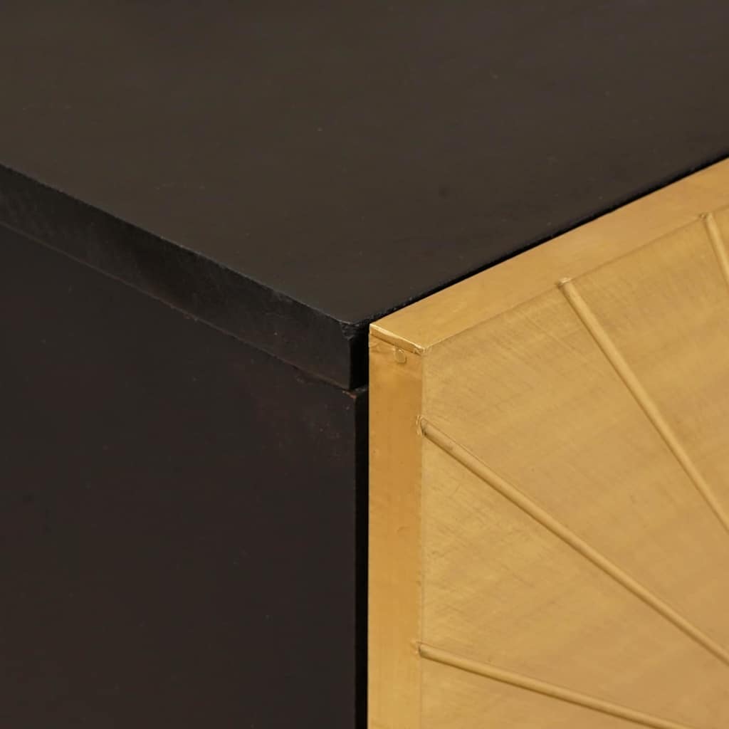 Credenza Nero e Oro 40 x 33 x 75 cm legno massello di mango