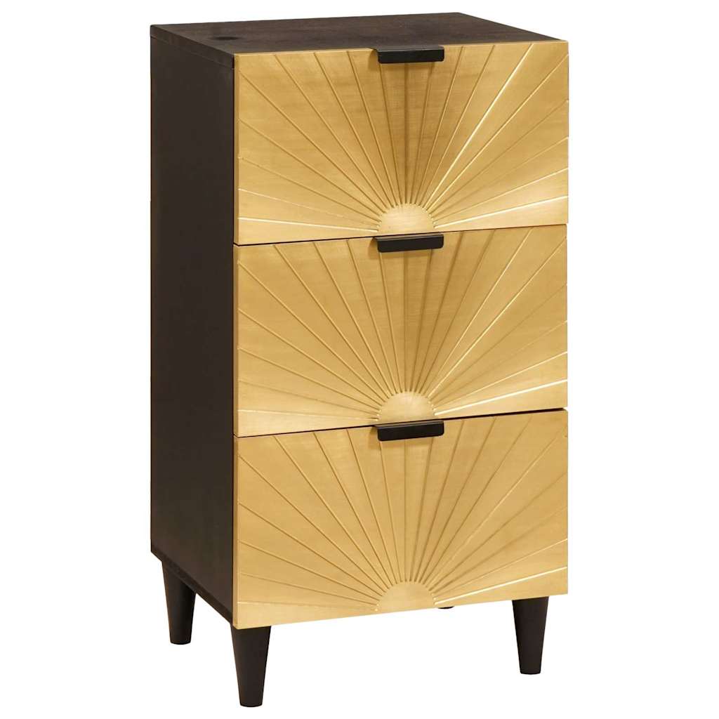 Credenza Nero e Oro 40 x 33 x 75 cm legno massello di mango