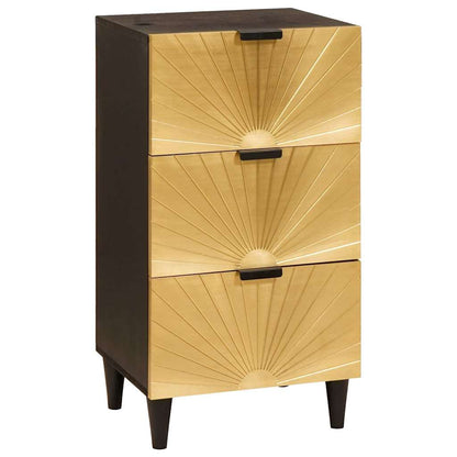 Credenza Nero e Oro 40 x 33 x 75 cm legno massello di mango