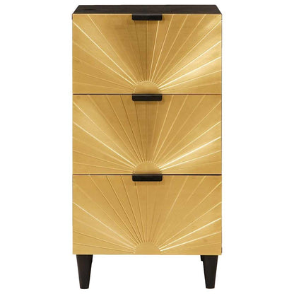 Credenza Nero e Oro 40 x 33 x 75 cm legno massello di mango
