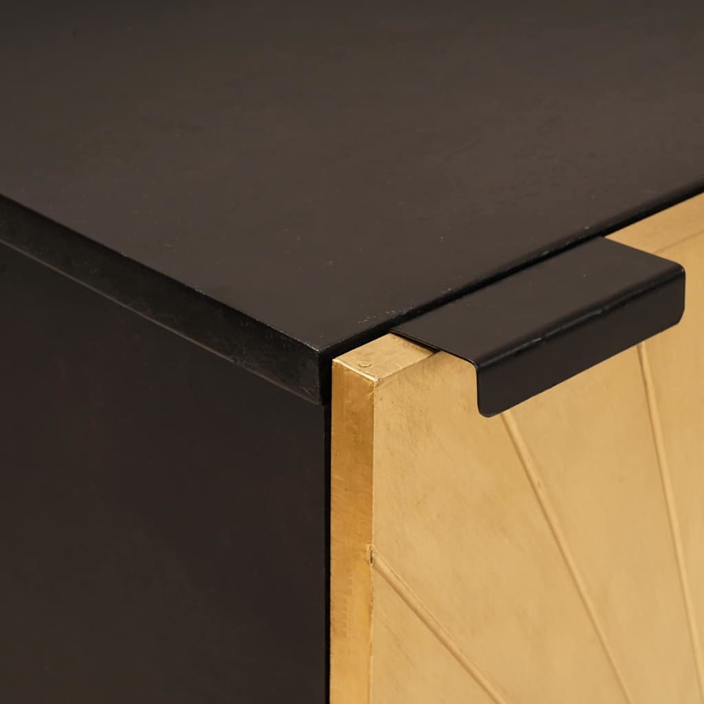 Credenza Nero e Oro 40 x 33 x 75 cm legno massello di mango