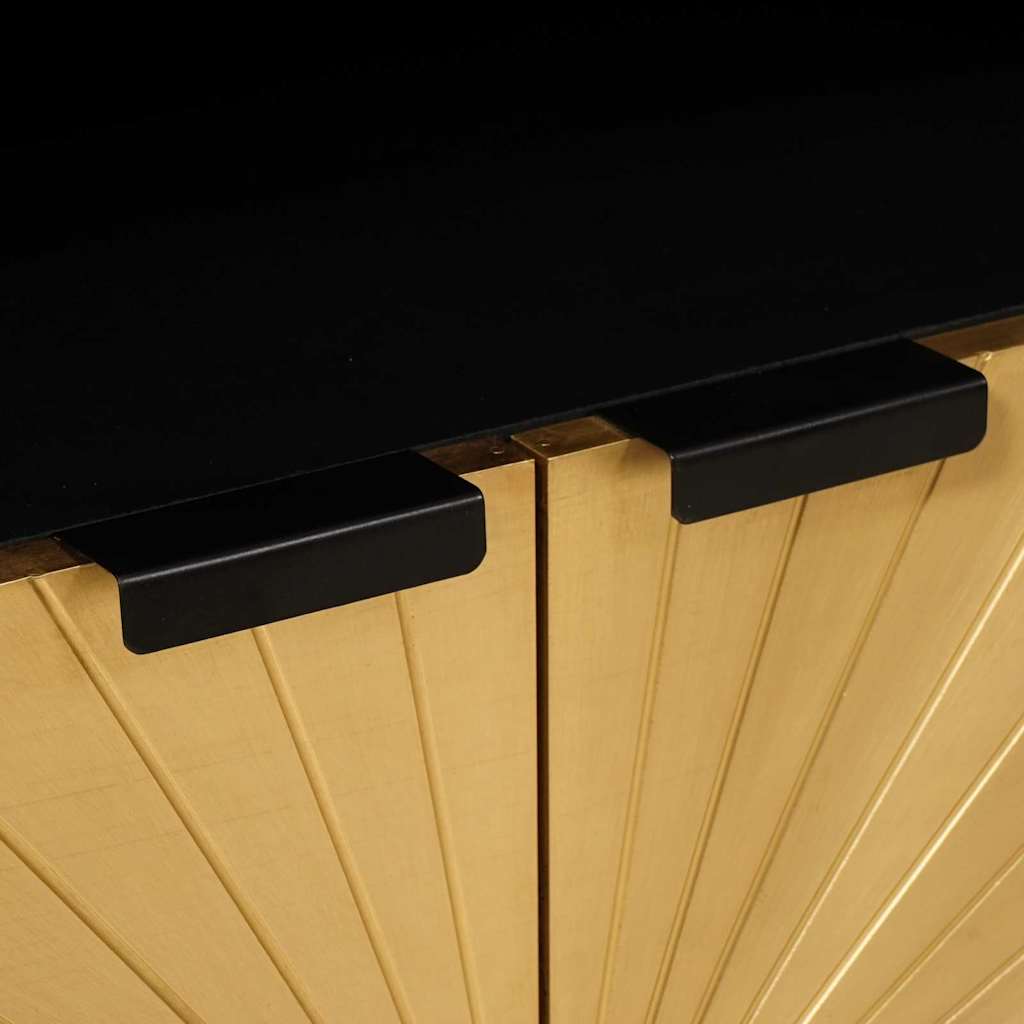 Credenza Nero e Oro 60 x 33 x 75 cm legno massello di mango