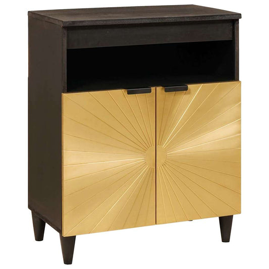Credenza Nero e Oro 60 x 33 x 75 cm legno massello di mango