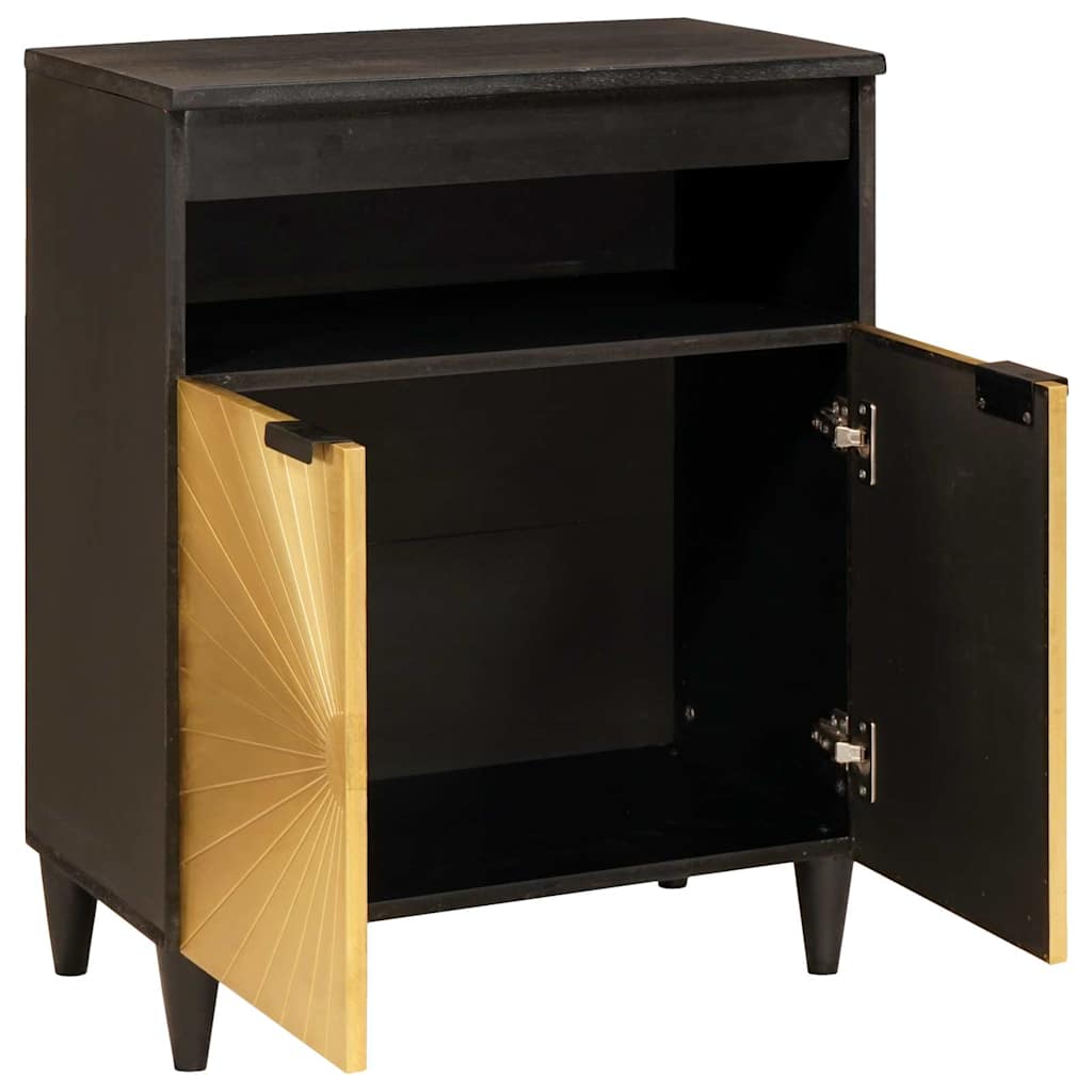 Credenza Nero e Oro 60 x 33 x 75 cm legno massello di mango