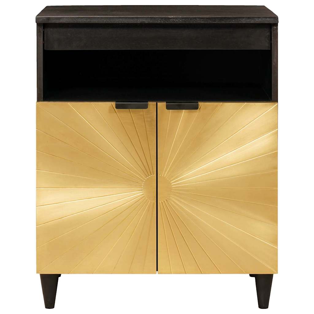 Credenza Nero e Oro 60 x 33 x 75 cm legno massello di mango