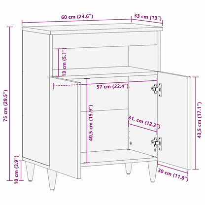 Credenza Nero e Oro 60 x 33 x 75 cm legno massello di mango