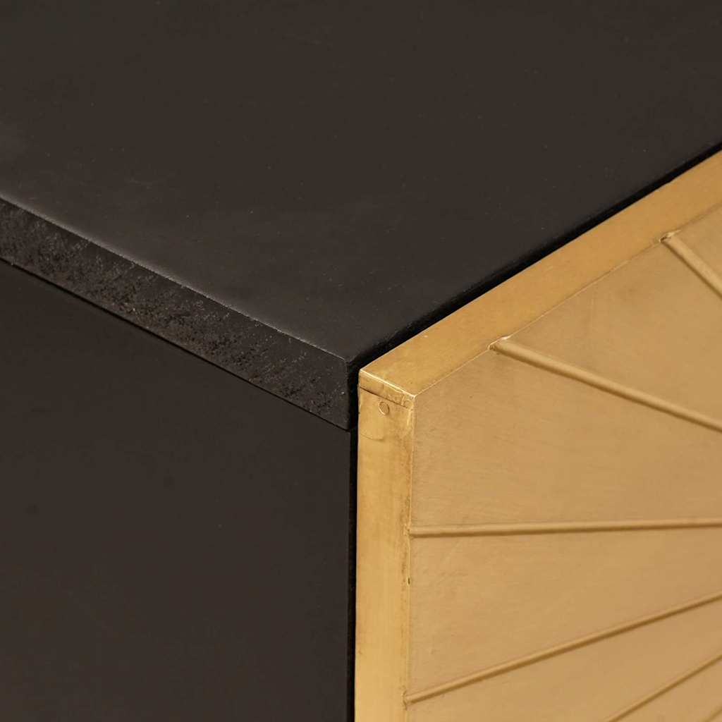 Mobile laterale con archiviazione Nero e Oro 80 x 33.5 x 75 cm