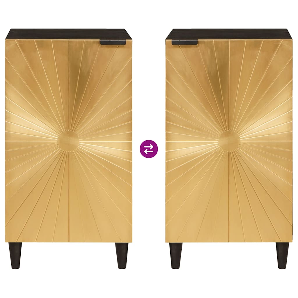 Mobile laterale con archiviazione Nero e Oro 80 x 33.5 x 75 cm