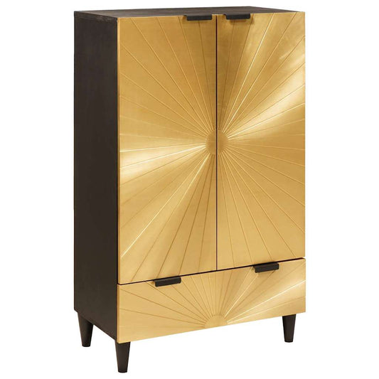 Mobile laterale con cassetto Nero e Oro 60 x 33.5 x 100 cm