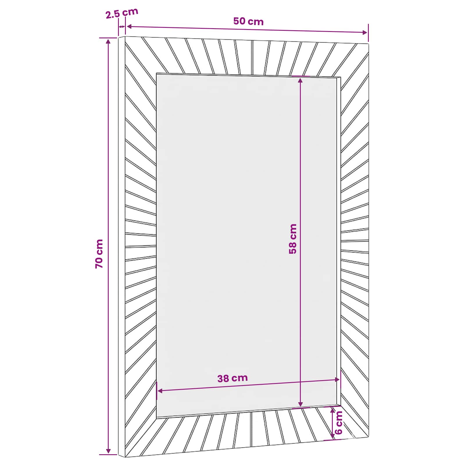 Specchio da bagno Montaggio a parete Oro 50 x 2,5 x 70 cm | homemem39