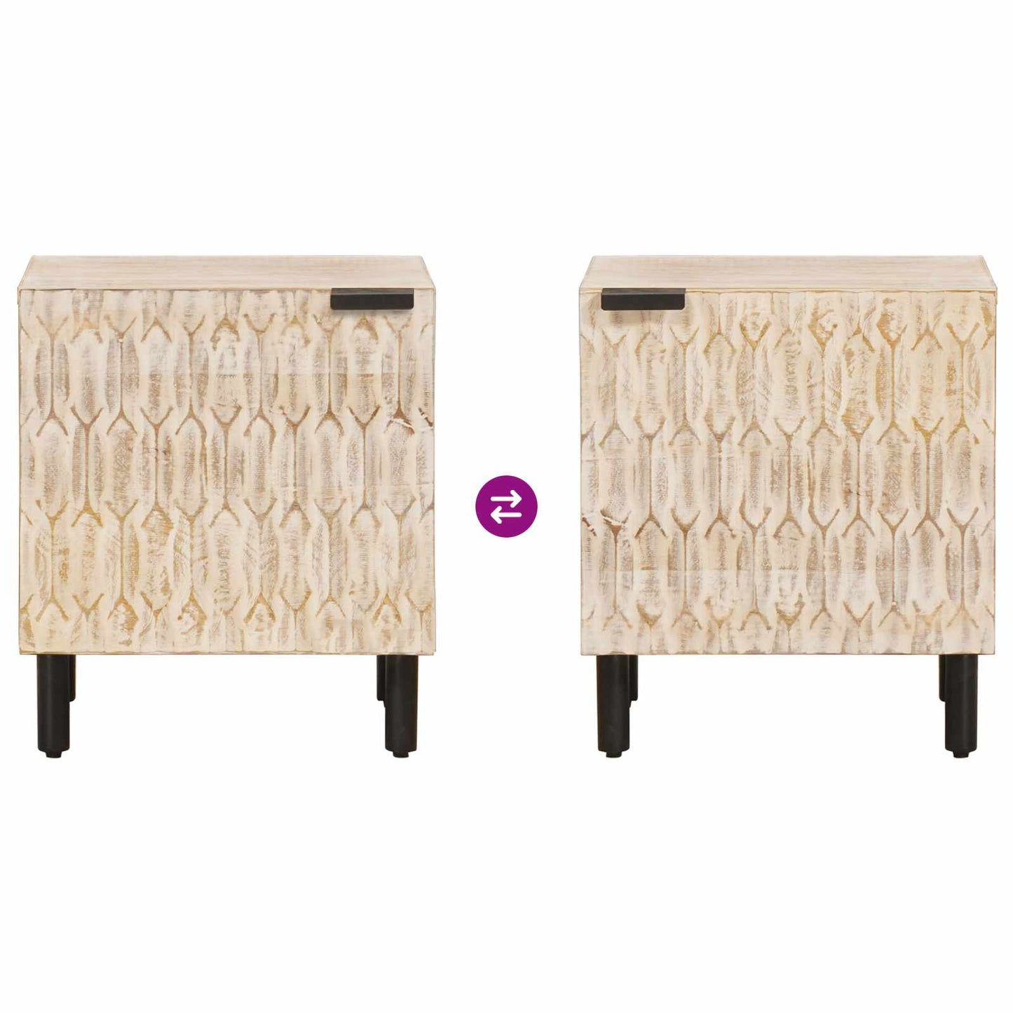 Armadio da Notte Bianco 40 x 33 x 46 cm Legno di mango massello | homemem39