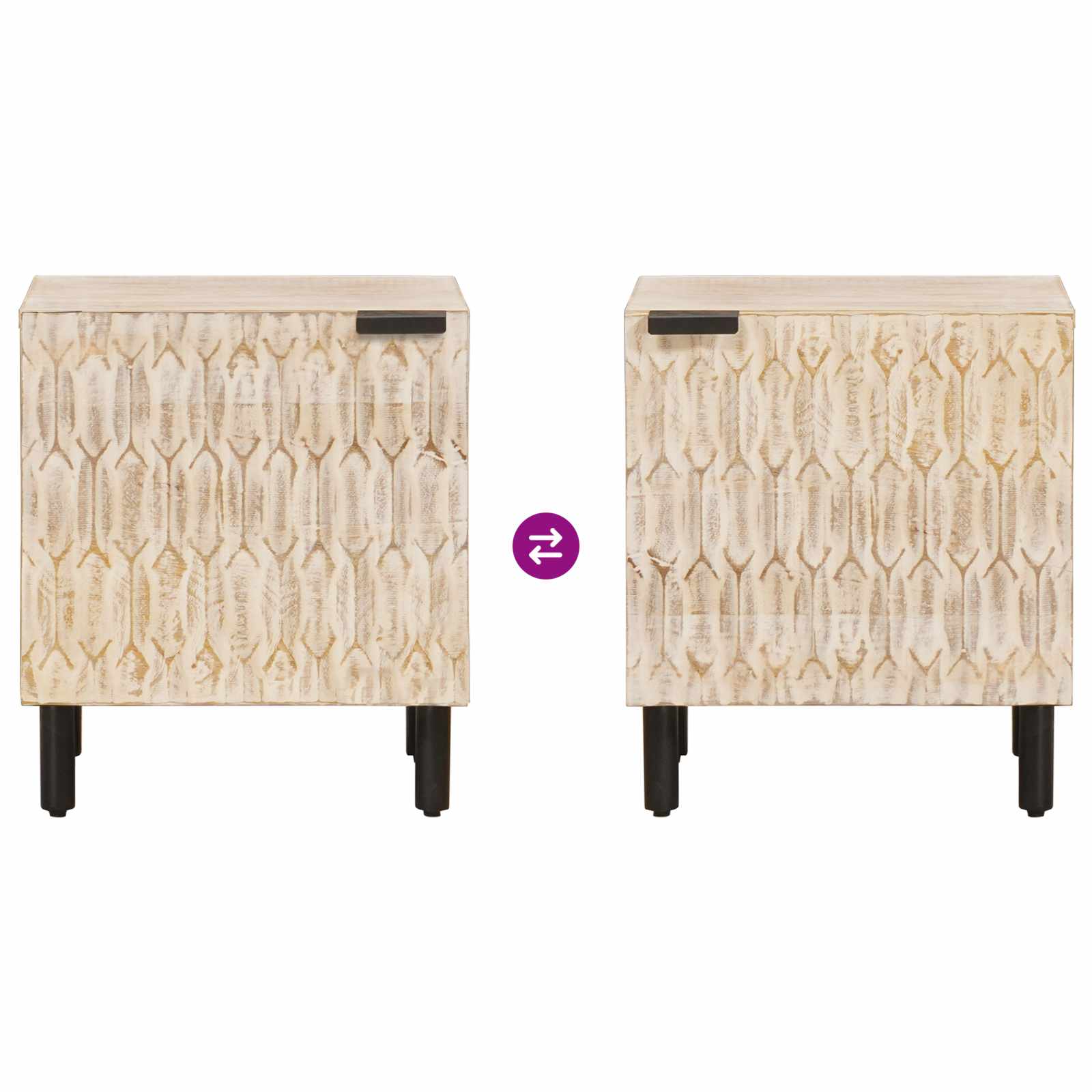 Armadio da Notte Bianco 40 x 33 x 46 cm Legno di mango massello | homemem39