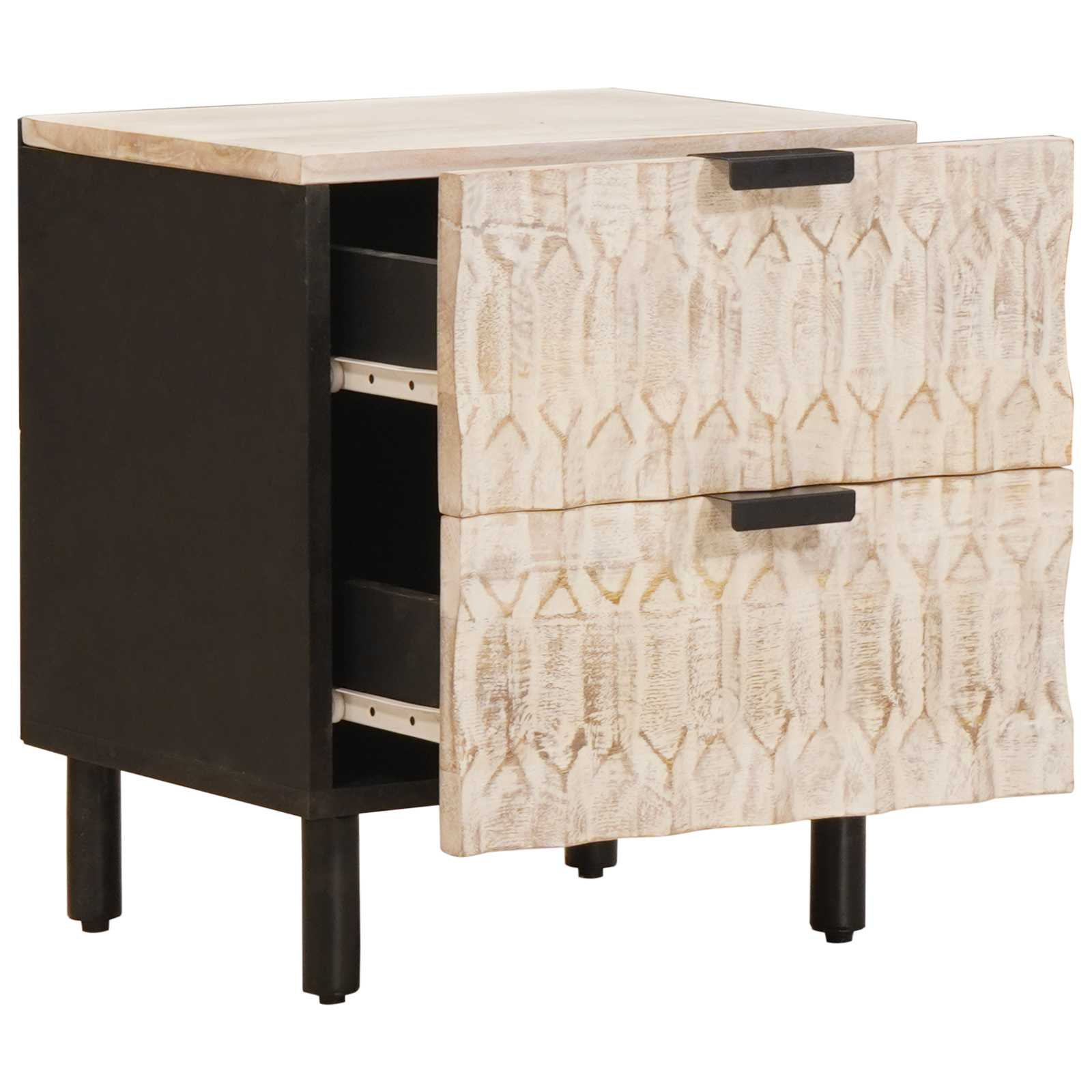 Armadio da Notte Bianco 40 x 33 x 46 cm Legno di mango massello | homemem39