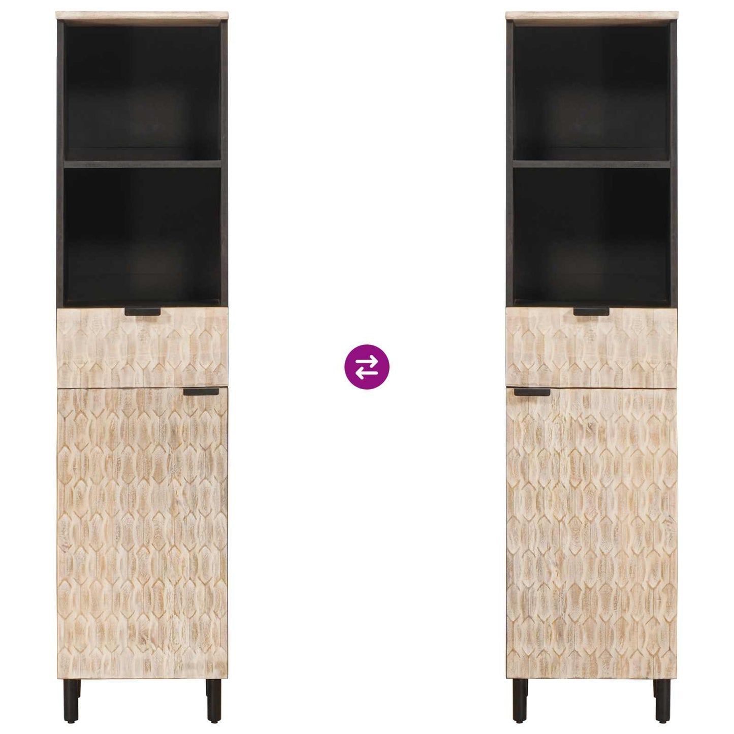 Mobile da Bagno con lo scaffale Nero e Bianco 38 x 33 x 160 cm