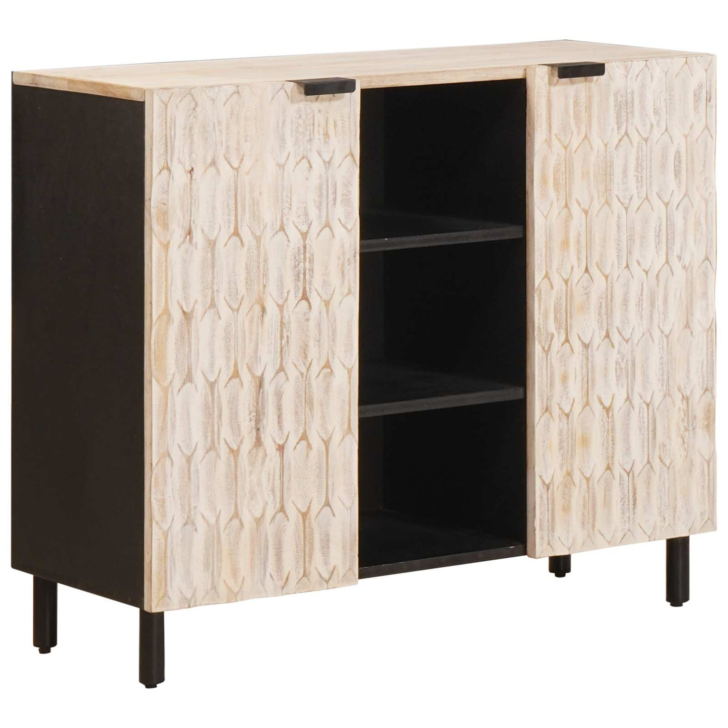 Credenza con lo scaffale Finitura Bianco Lavato 90 x 33 x 75 cm