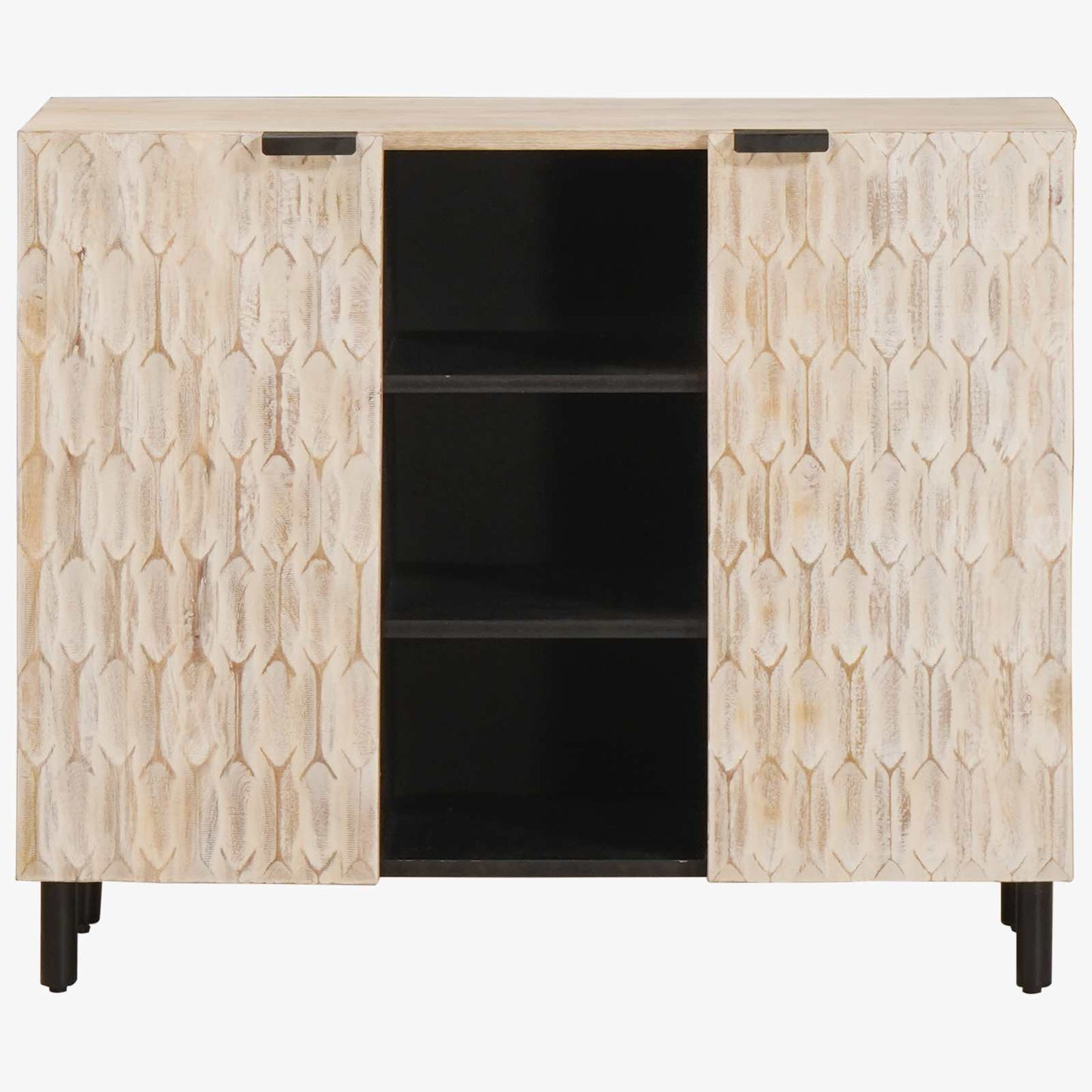 Credenza con lo scaffale Finitura Bianco Lavato 90 x 33 x 75 cm | homemem39