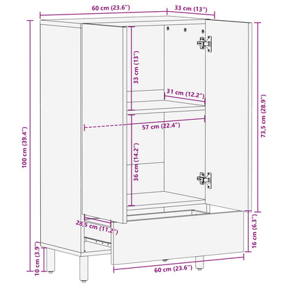 Credenza con cassetto Finitura Bianco Lavato 60 x 33 x 100 cm | homemem39
