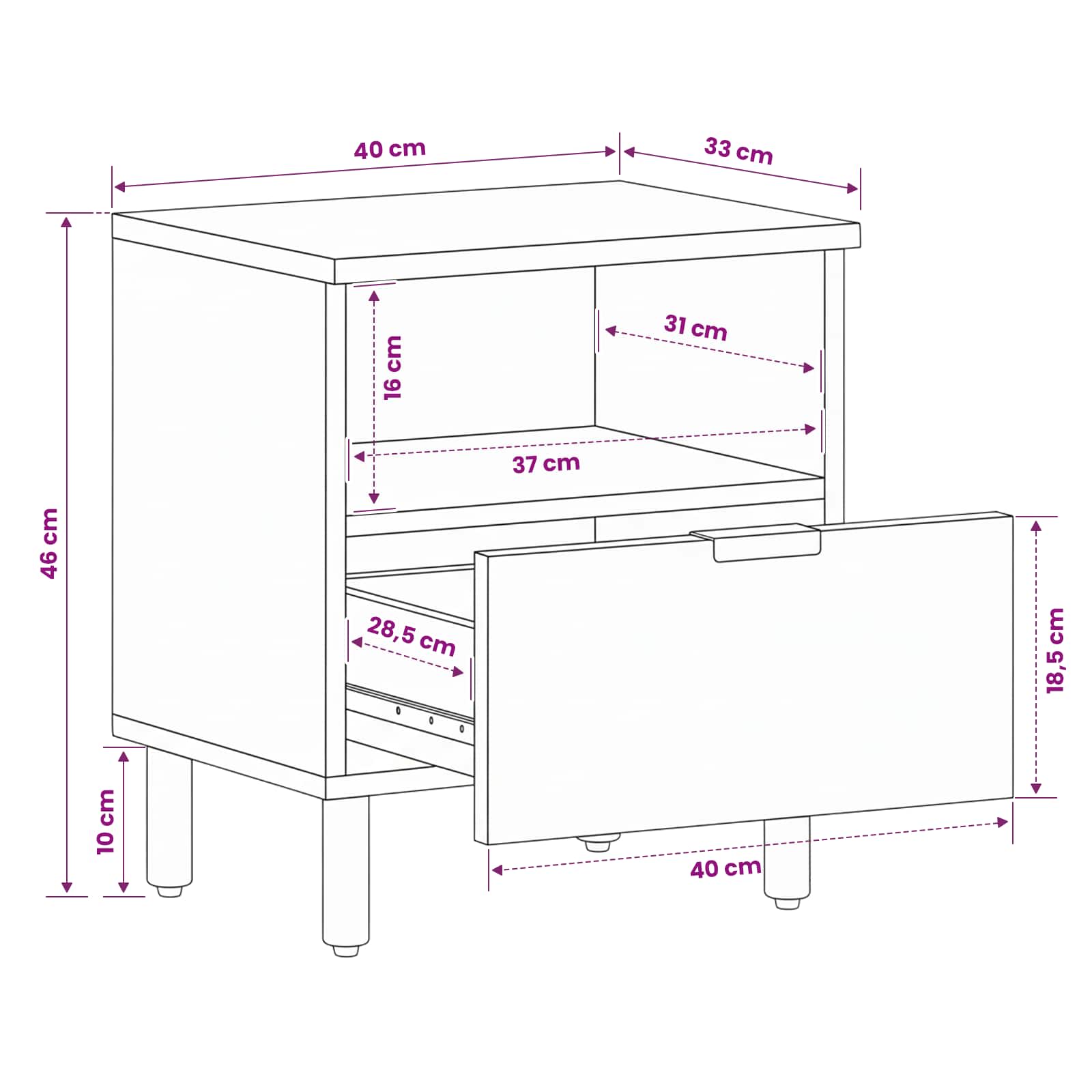 Armadio da Notte 2 pz Marrone 40 x 33 x 46 cm | homemem39