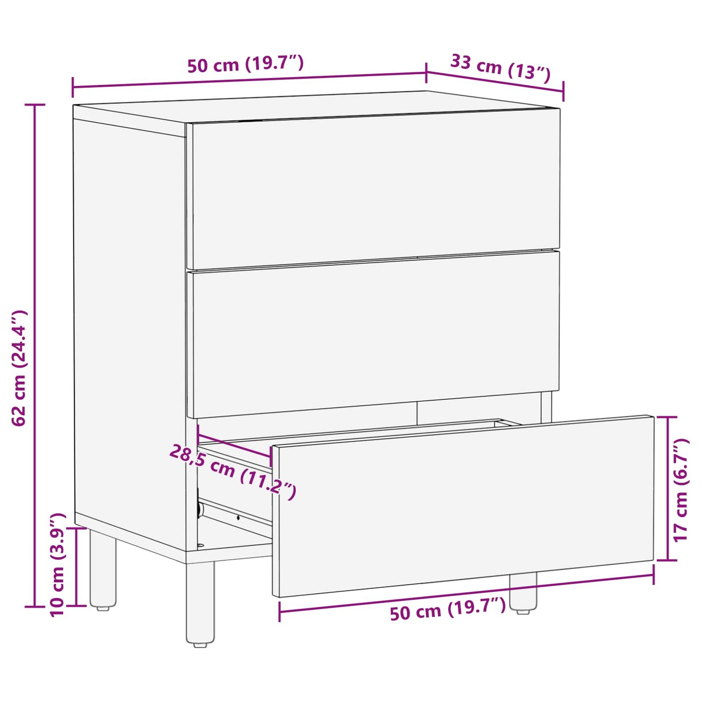Armadio da Notte con cassetto Marrone 50 x 33 x 62 cm | homemem39