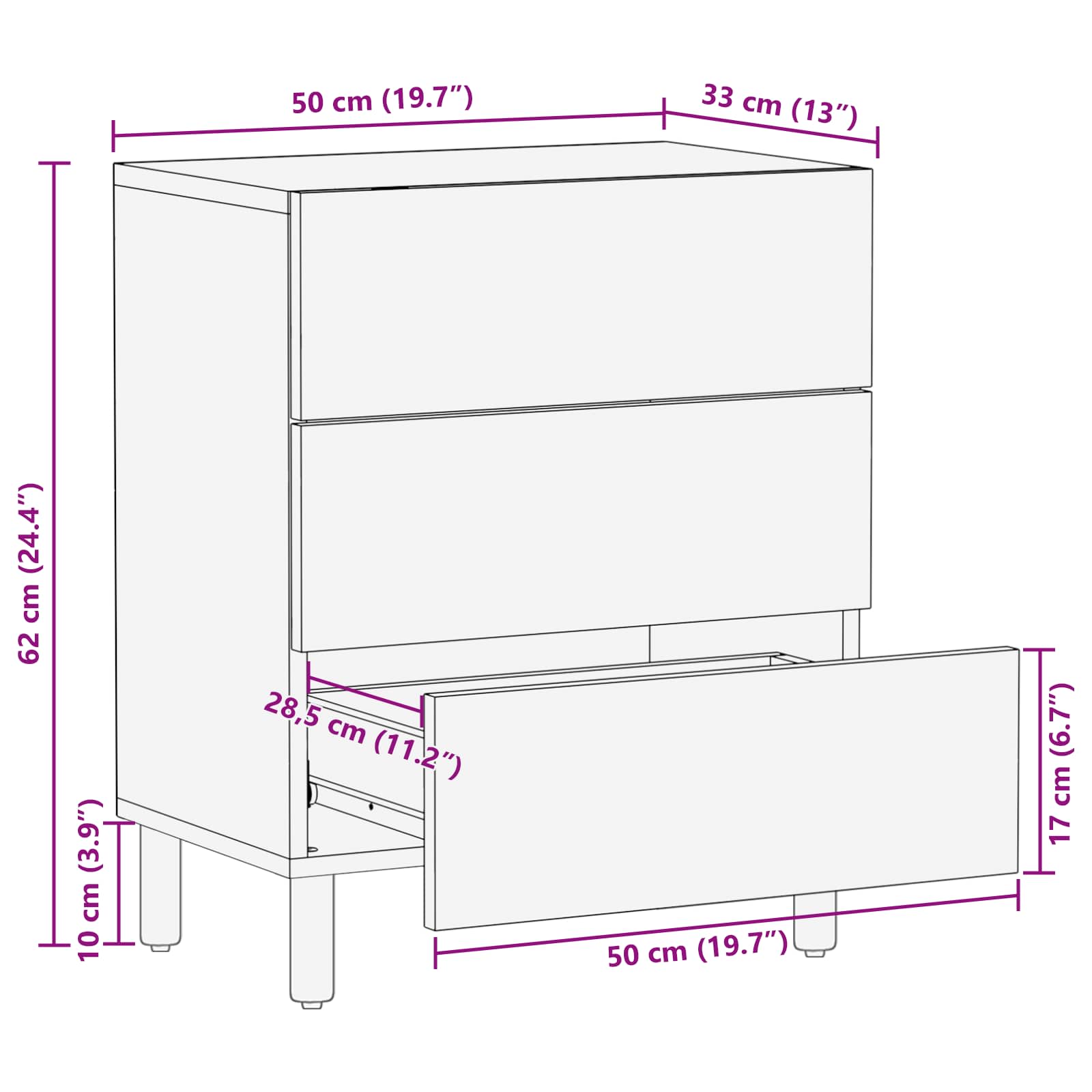 Armadio da Notte con cassetto Marrone 50 x 33 x 62 cm | homemem39