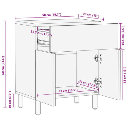 Armadio da Notte con cassetto Marrone 50 x 33 x 60 cm | homemem39