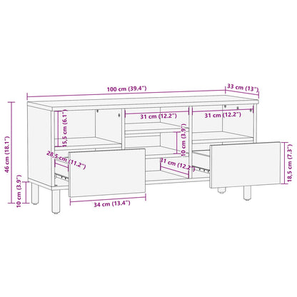 Mobile TV con cassetto Finitura Marrone Acacia 100 x 33 x 46 cm | homemem39