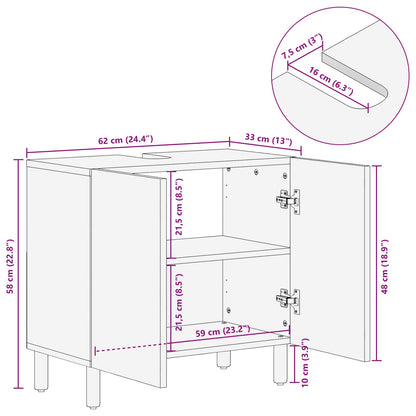 Armadio per Lavabo da Bagno con porta Marrone 62 x 33 x 58 cm