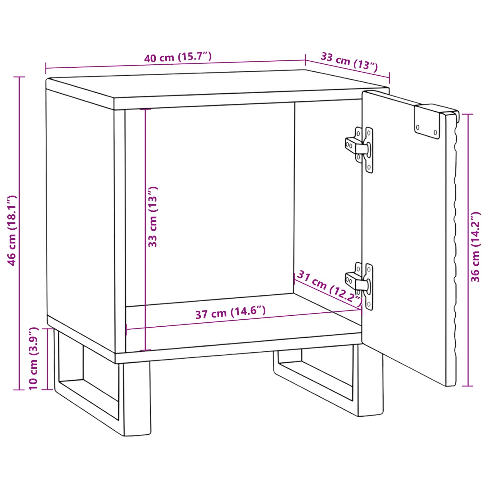 Armadio da Notte Naturale 40 x 33 x 46 cm Legno ingegnerizzato | homemem39