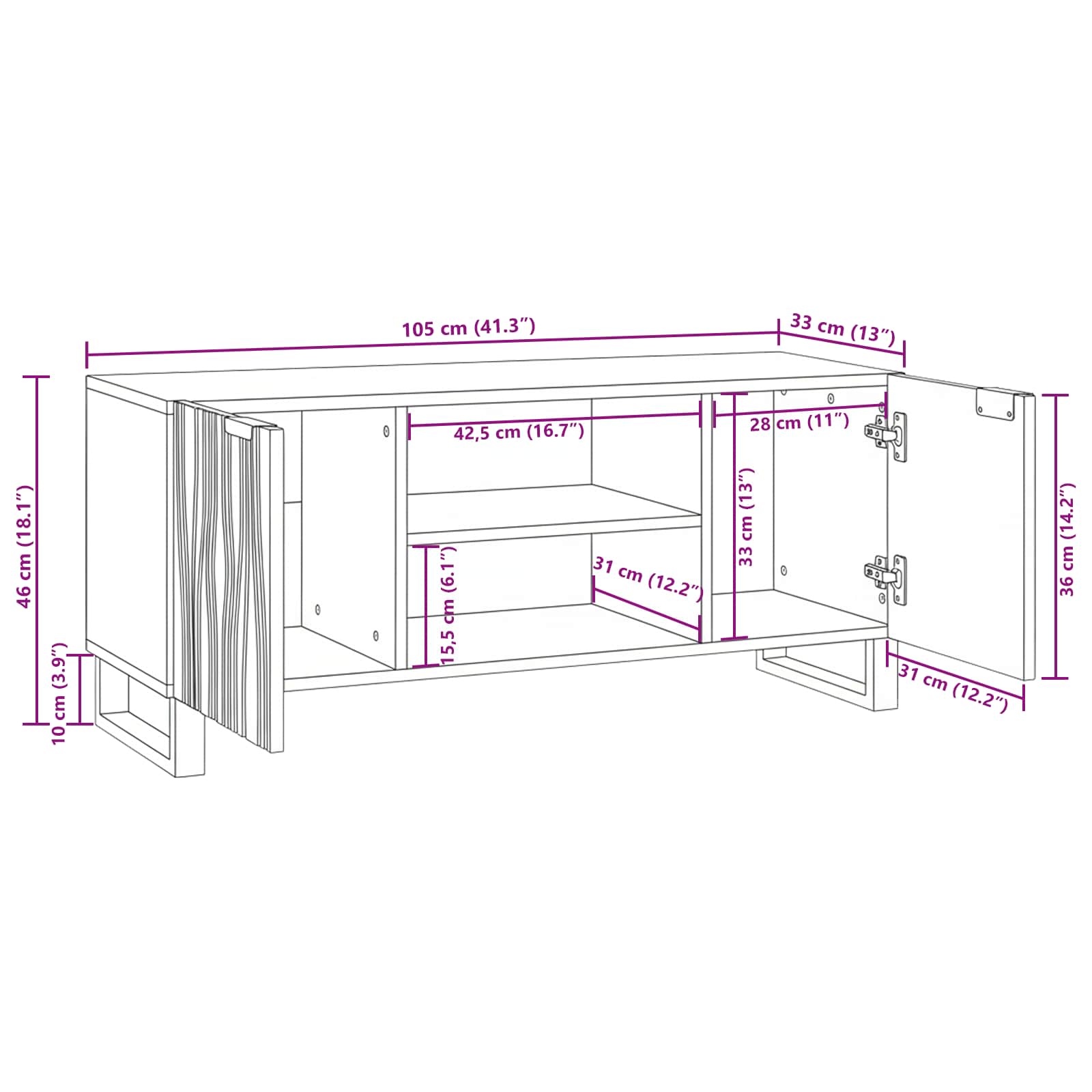 Unità TV Marrone 105 x 33 x 46 cm Legno multistrato | homemem39