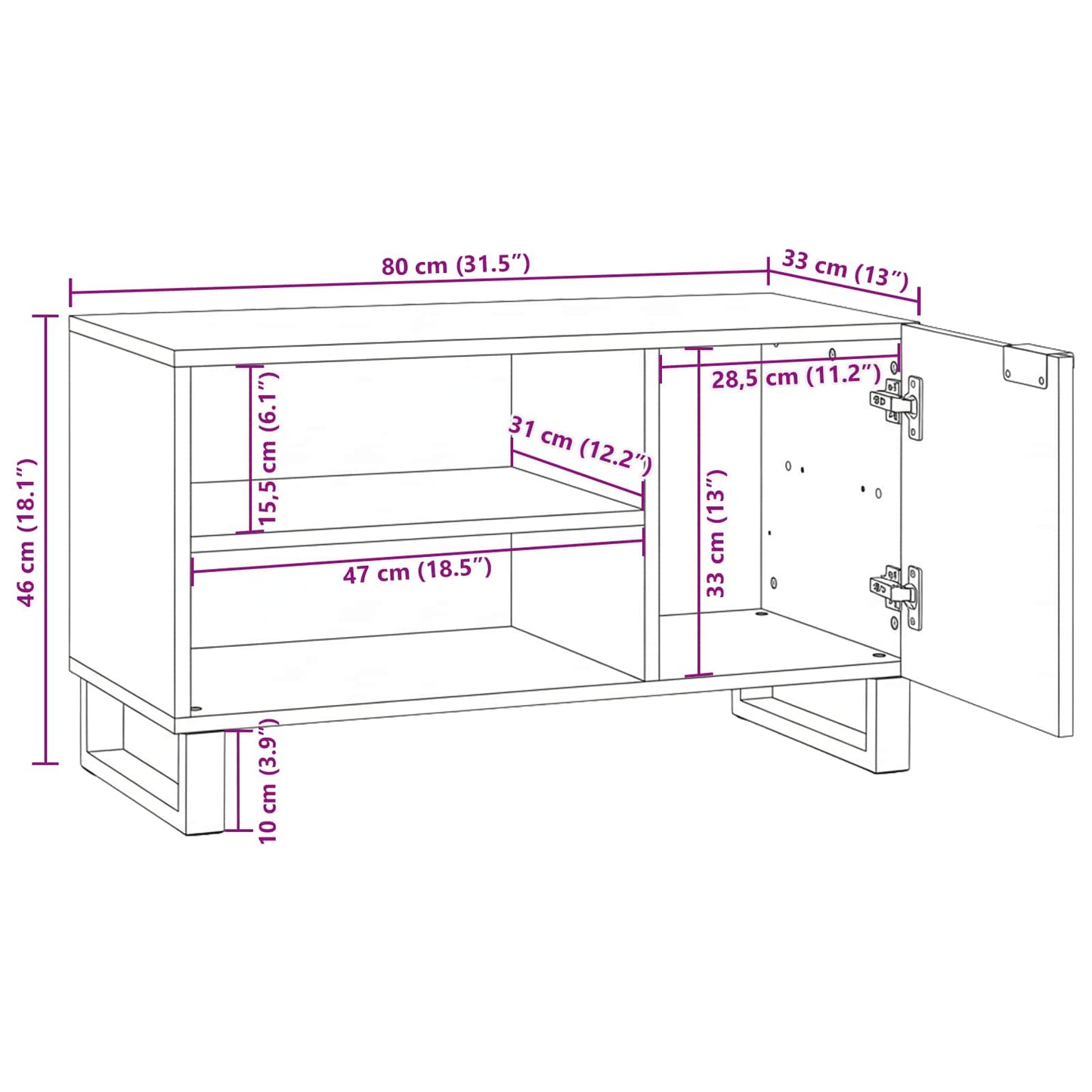 Unità TV Marrone 80 x 33 x 46 cm Legno multistrato | homemem39