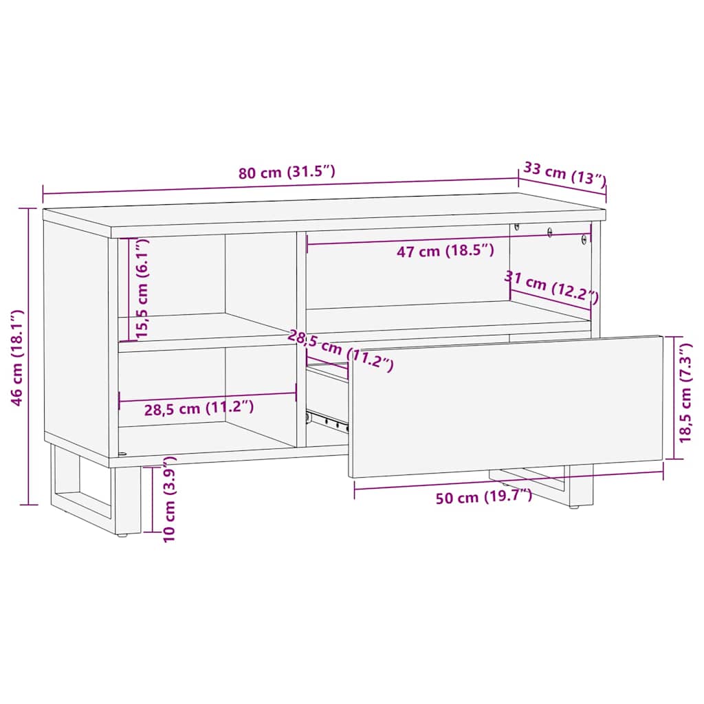 Armadio per stoccaggio media Marrone 80 x 33.5 x 46 cm
