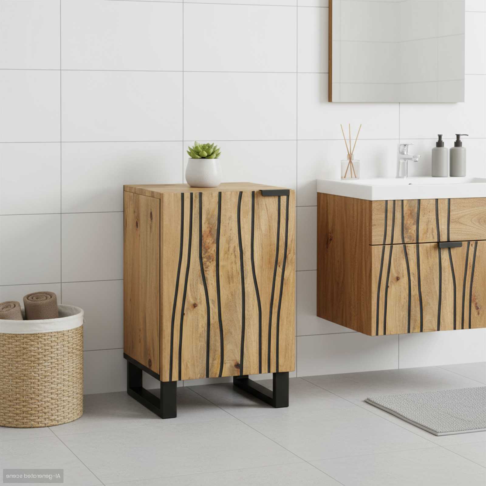 Armadio per Lavabo da Bagno con porta Marrone 38 x 33,5 x 58 cm | homemem39