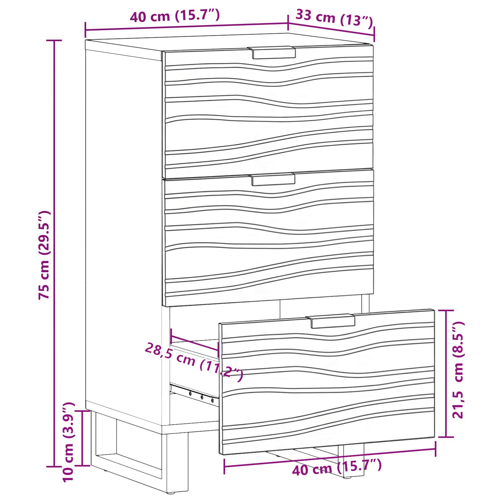Credenza Marrone 40 x 33 x 75 cm legno massello di mango | homemem39