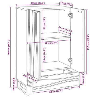 Highboard Marrone 60 x 33 x 100 cm legno massello di mango | homemem39