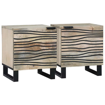 Comodini 2 pcs Naturale 40 x 33 x 46 cm legno massello di mango
